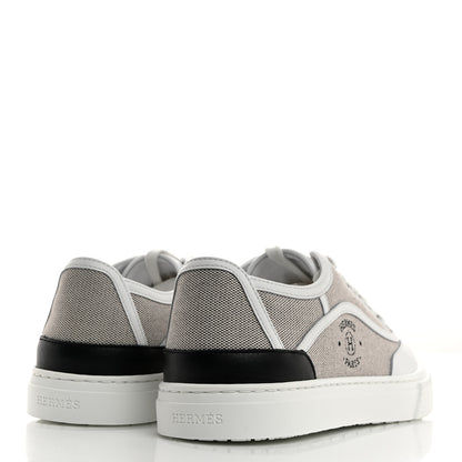Hermes Canvas Calfskin Get Sneakers 36 Prunoir White 4 of 8