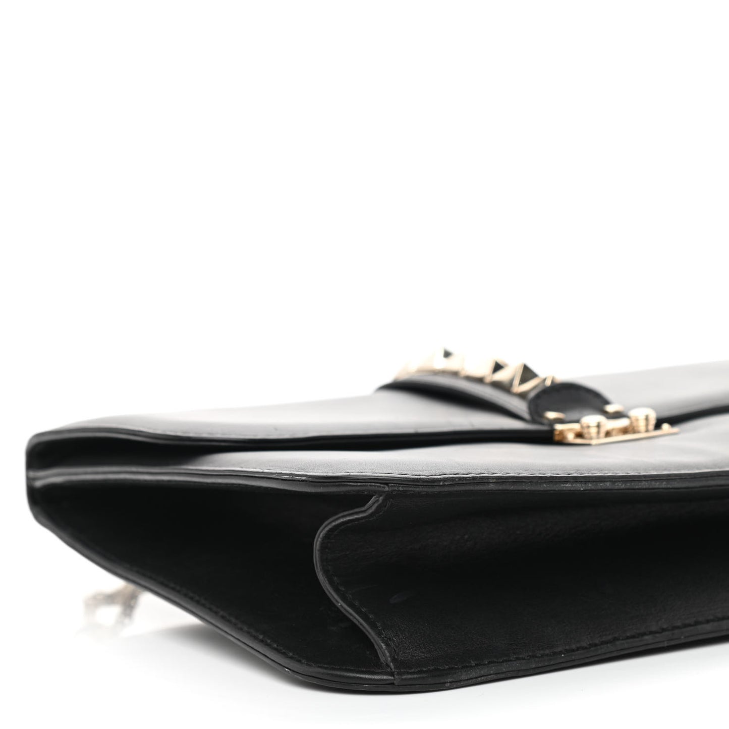 Vitello Medium Glam Lock Rockstud Flap Black