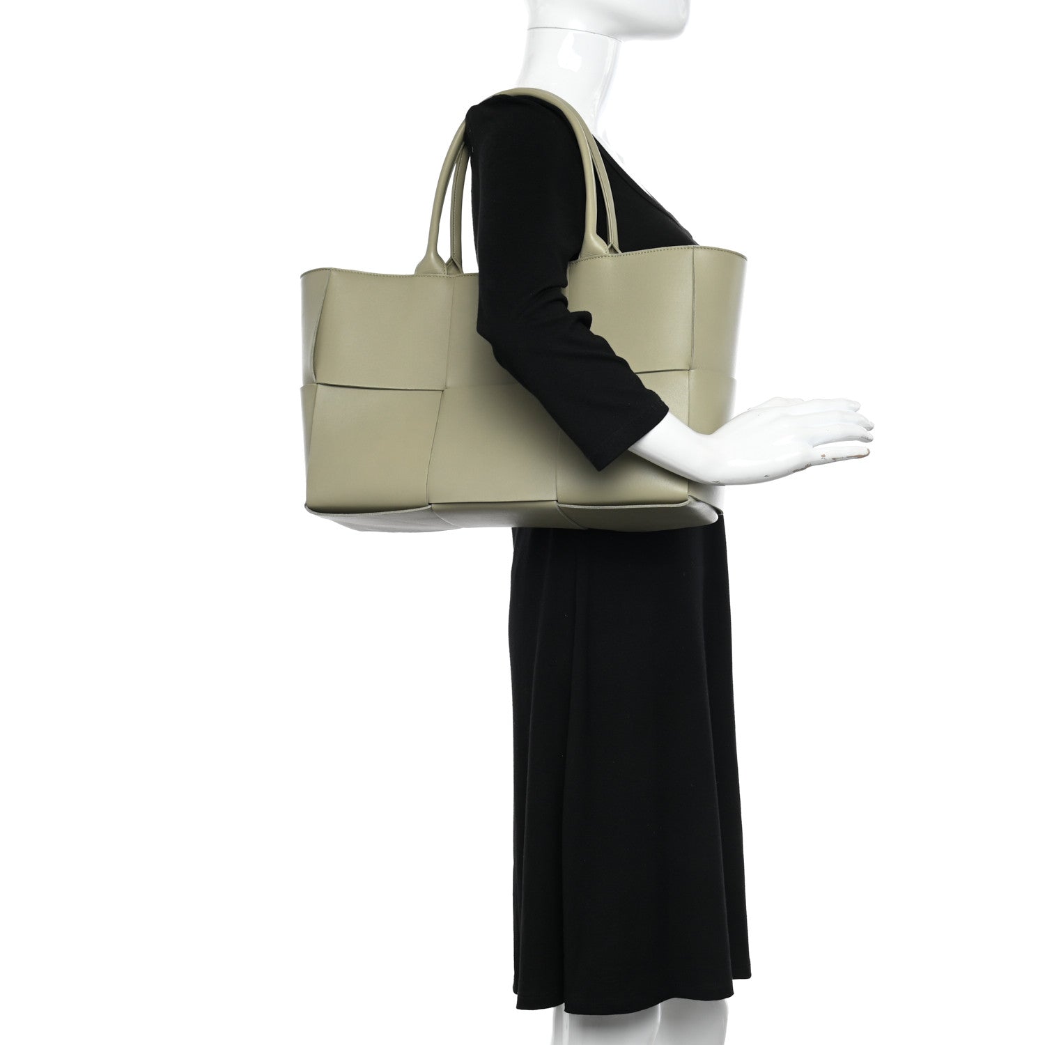 Bottega Veneta Grained Calfskin Intrecciato Medium Arco Tote Travertine 2 of 11