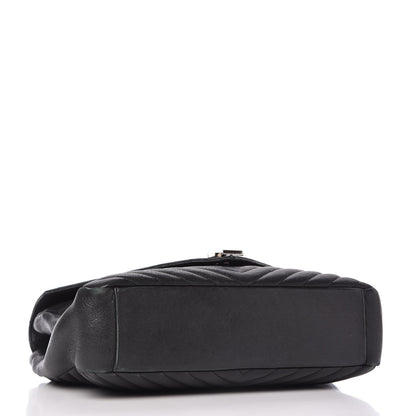 Saint Laurent Sheepskin Matelasse Chevron Monogram Large College Satchel Black 4 of 9