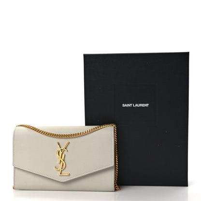 Saint Laurent Grain De Poudre Monogram Uptown Chain Wallet Crema Soft 12 of 12