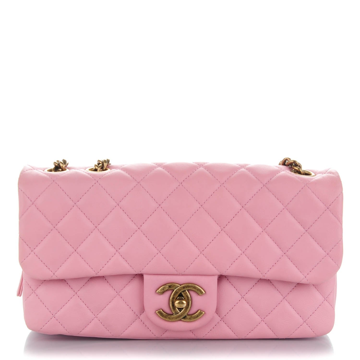 Chanel Calfskin Quilted Small CC Crown Flap Pink 1 of 11