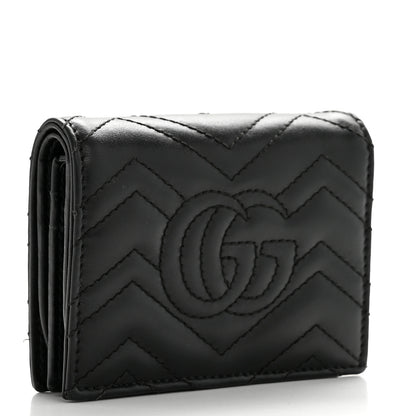 Gucci Calfskin Matelasse GG Marmont Card Case Wallet Black 3 of 11