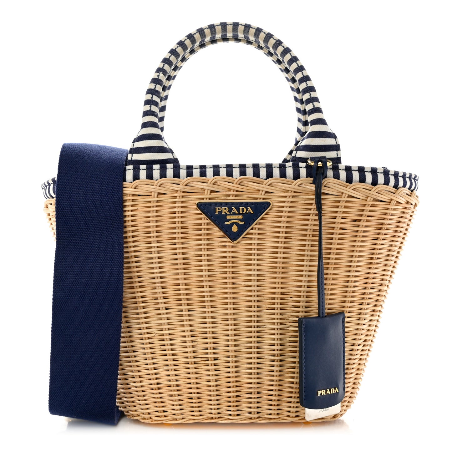 Wicker Canvas Shoulder Bag Naturale Bluette