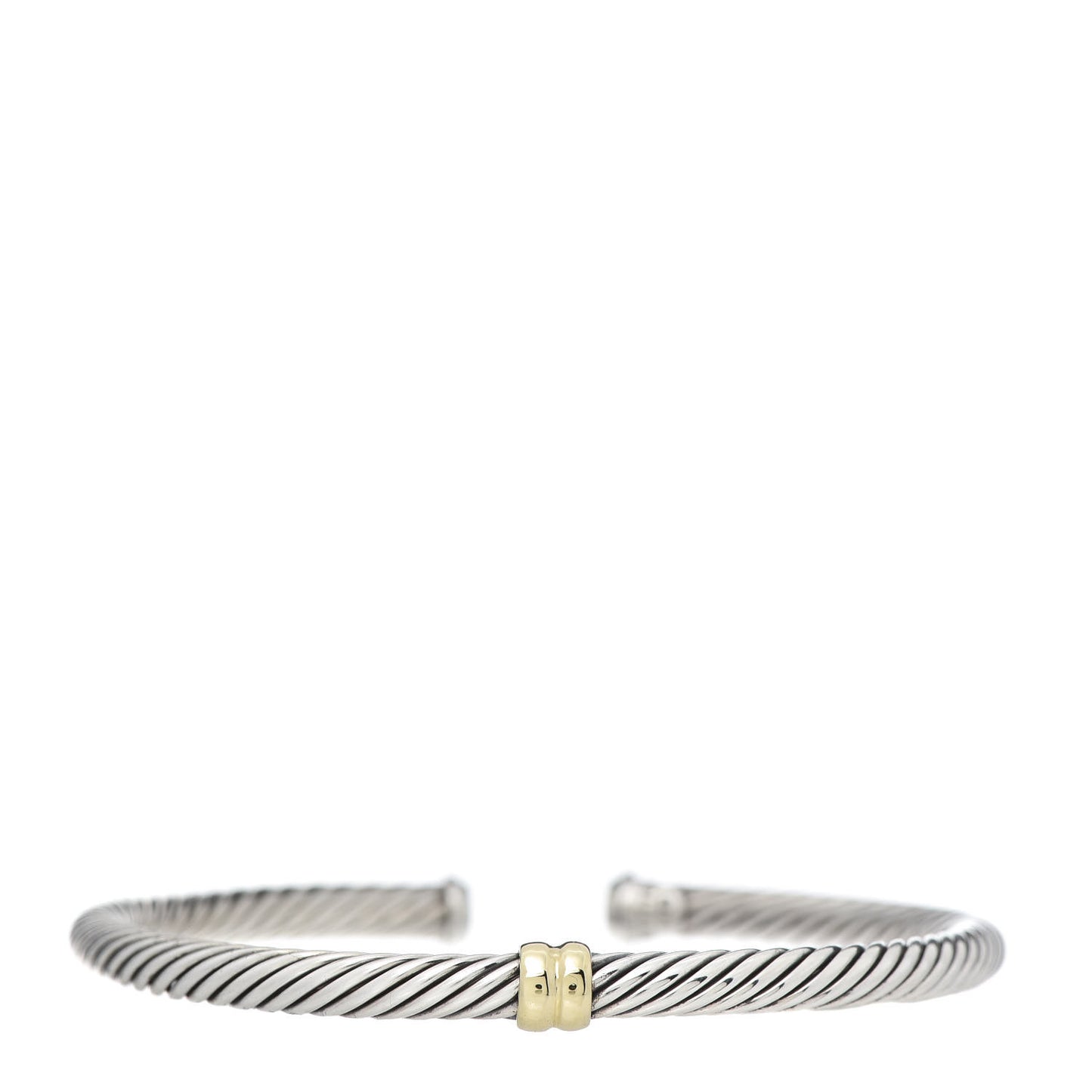 Sterling Silver 18K Yellow Gold 4mm Station Cable Bracelet