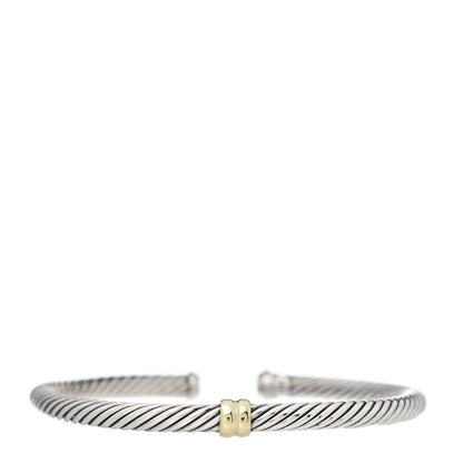 David Yurman Sterling Silver 18K Yellow Gold 4mm Station Cable Bracelet 1 of 4