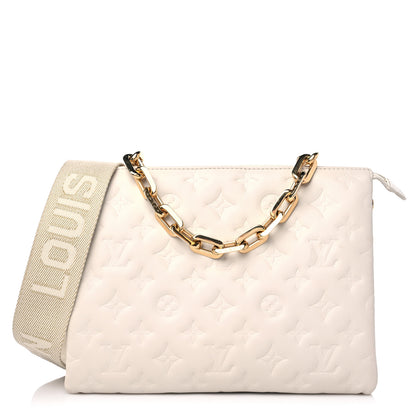 Louis Vuitton Lambskin Embossed Monogram Coussin PM Cream 1 of 11