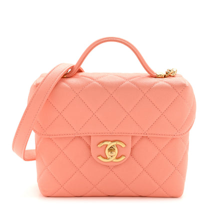 Chanel Caviar Quilted Handy Box Vanity Case Orange 1 of 11