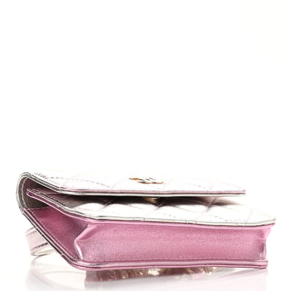 Chanel Gradient Metallic Lambskin Quilted Flap Chain Belt Bag Gold Pink 4 of 13