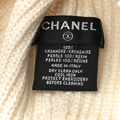 Chanel Cashmere Logo Beanie Hat White Black 5 of 7