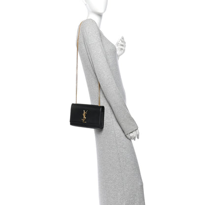 Saint Laurent Grain De Poudre Small Monogram Kate Satchel Black 2 of 11