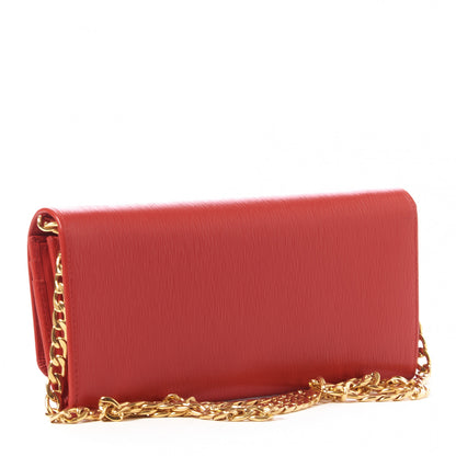 Prada Vitello Move Metal Oro Chain Wallet Lacca 3 of 9