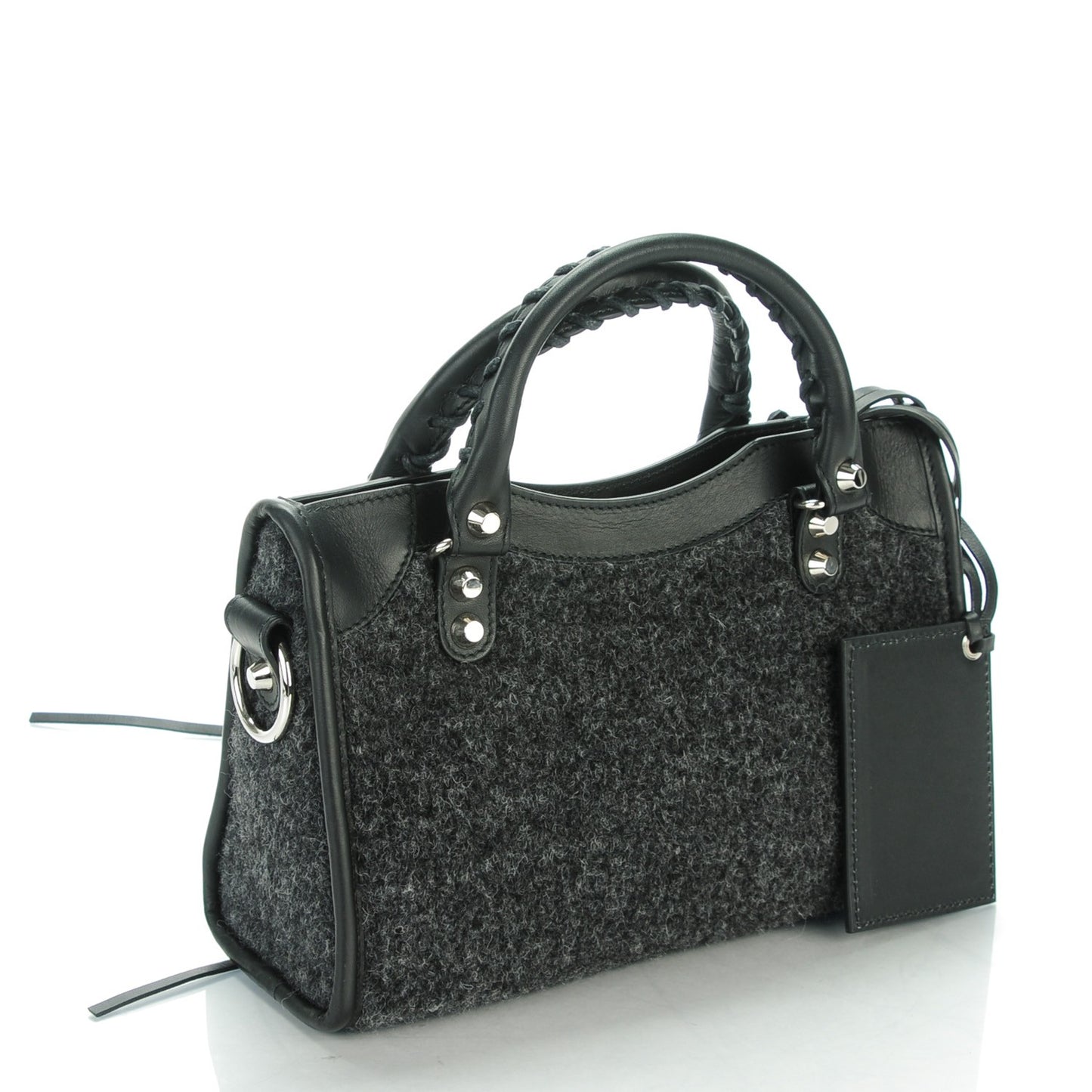 Alpaca Calfskin Classic Silver Hardware Mini City Black