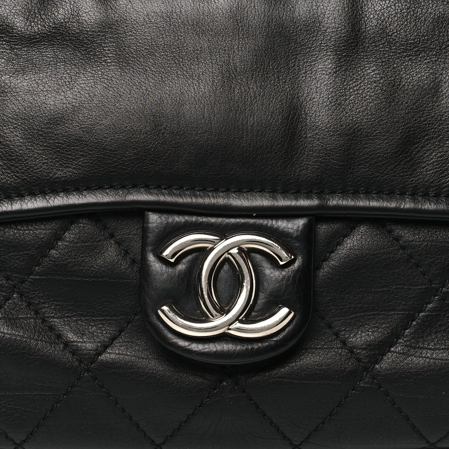 Calfskin Quilted Bowling Bag Black
