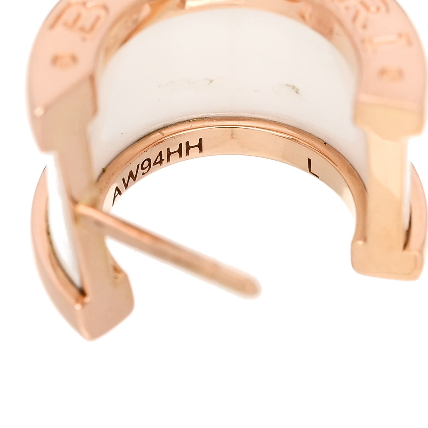 18K Rose Gold White Ceramic B.Zero1 Hoop Earrings
