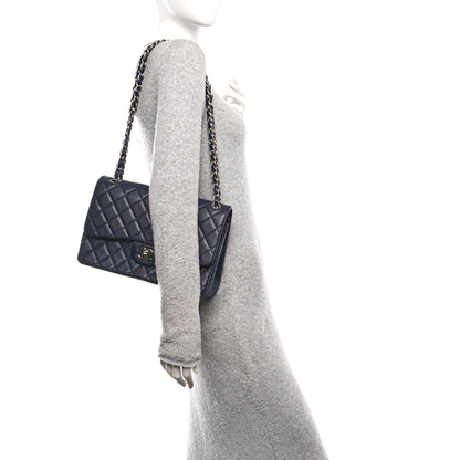 Chanel Caviar Quilted Jumbo Double Flap Navy Blue 2 of 12