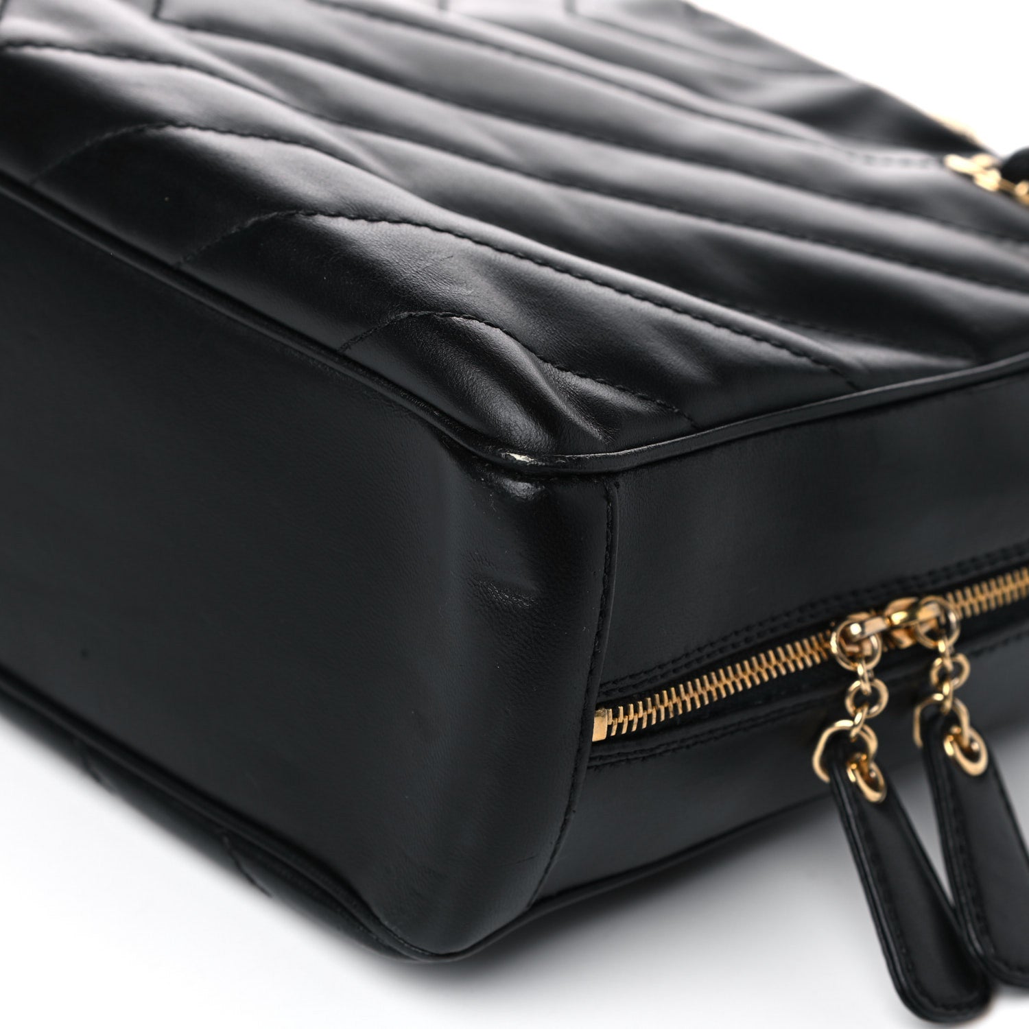 Chanel Lambskin Chevron Quilted Camera Case Black 12 of 15