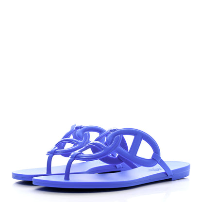 Hermes Rubber Womens Egerie Sandals 41 Bleu Outremer 3 of 7