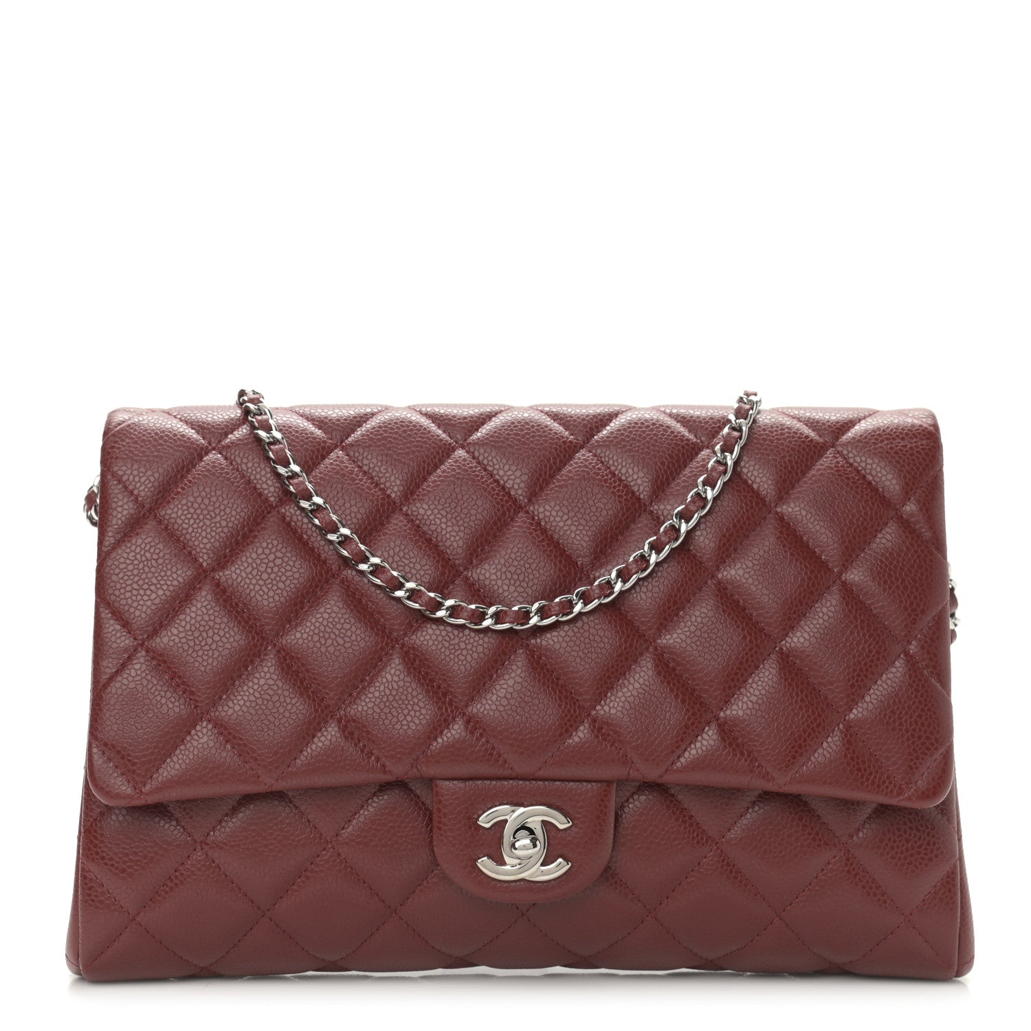 Chanel Caviar Quilted Clutch With Chain Flap Dark Red 1 of 9