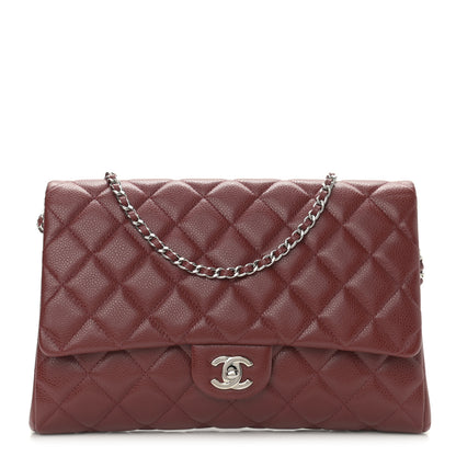 Chanel Caviar Quilted Clutch With Chain Flap Dark Red 1 of 9