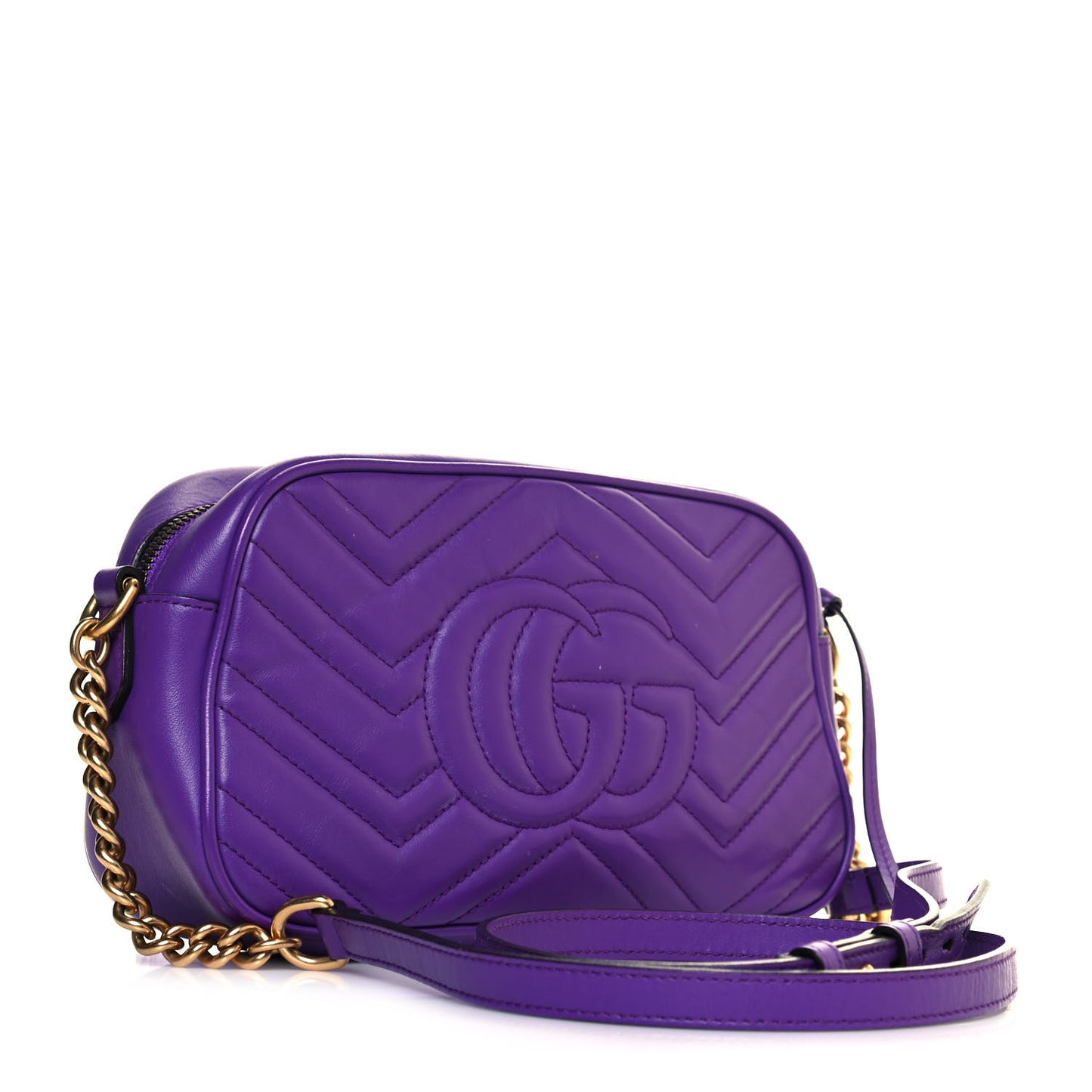 Calfskin Matelasse Small GG Marmont Chain Shoulder Bag Shine Purple