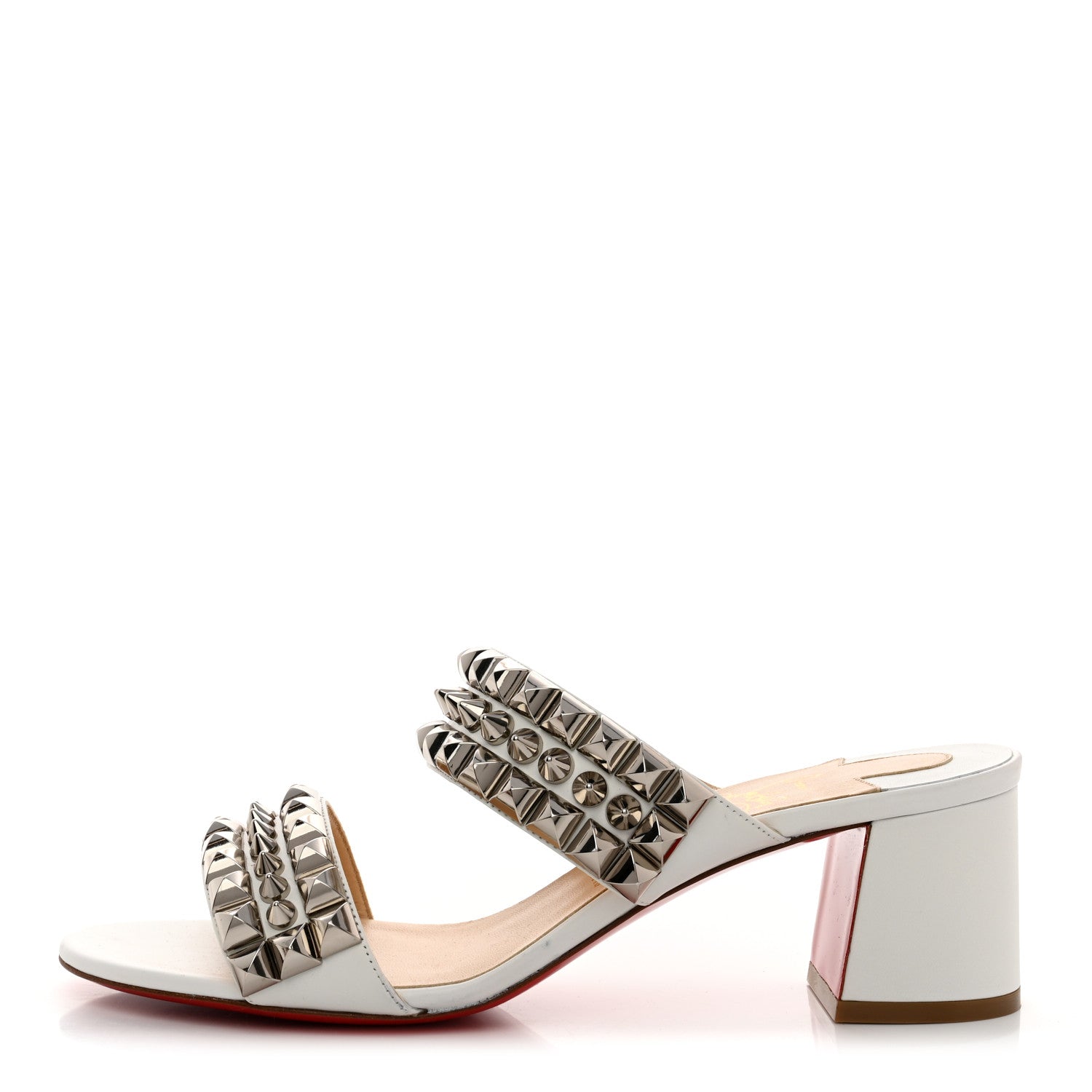 Christian Louboutin Calfskin Studded Tina Goes Mad 55 Slide Sandals 40 White 1 of 7