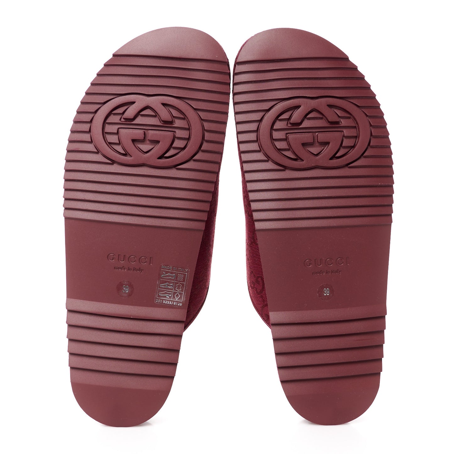 GG Supreme Monogram Womens Horsebit Slippers 39 Rosso Ancora