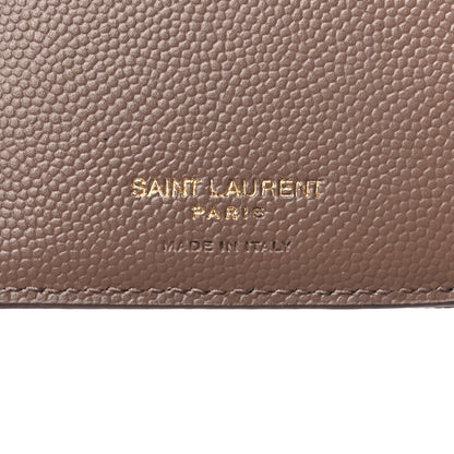 Saint Laurent Grain De Poudre Matelasse Chevron Monogram Zipped Two-Part Wallet Dark Latte 6 of 11