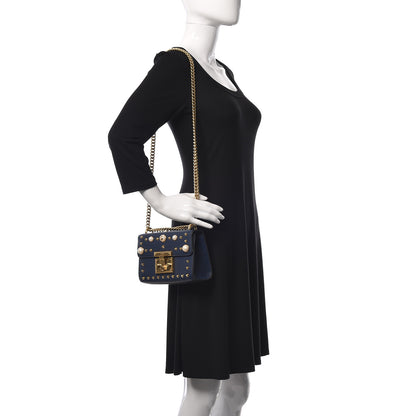 Gucci Calfskin Studded Small Padlock Shoulder Bag Blue Agata 2 of 10