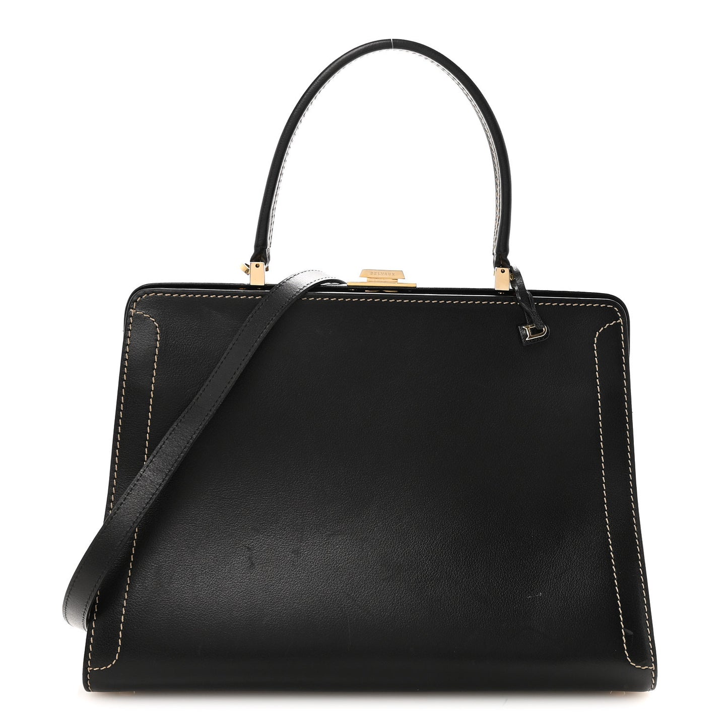 Calfskin Evasion Top Handle Frame Bag Black