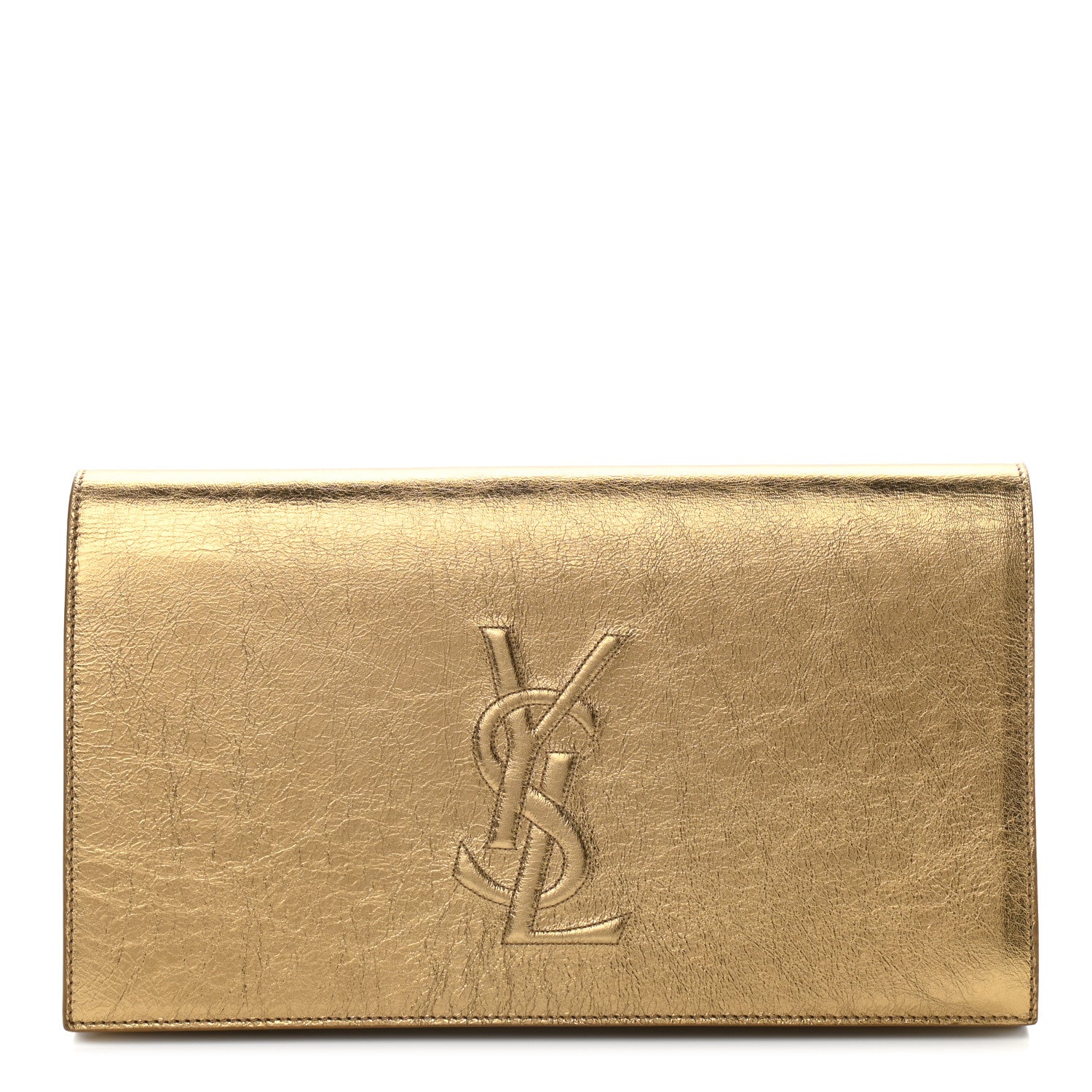Saint Laurent Metallic Calfskin Monogram Large Belle De Jour Clutch Gold 1 of 7