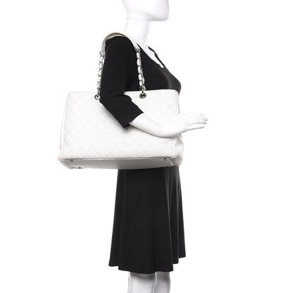 Chanel Caviar Quilted XL Grand Shopping Tote GST White 2 of 15