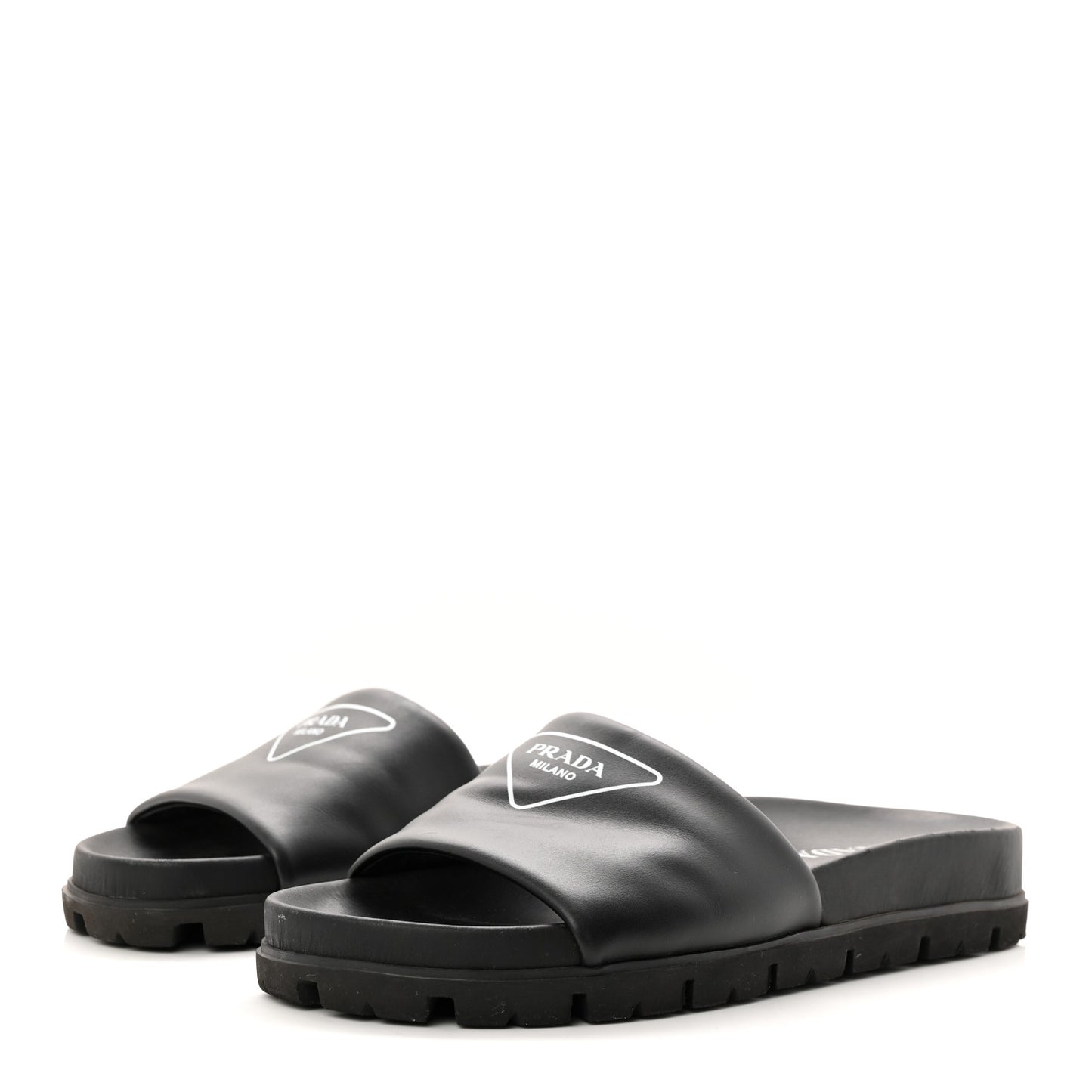Nappa Womens Lug Sole 20mm Slide Sandals 39 Black