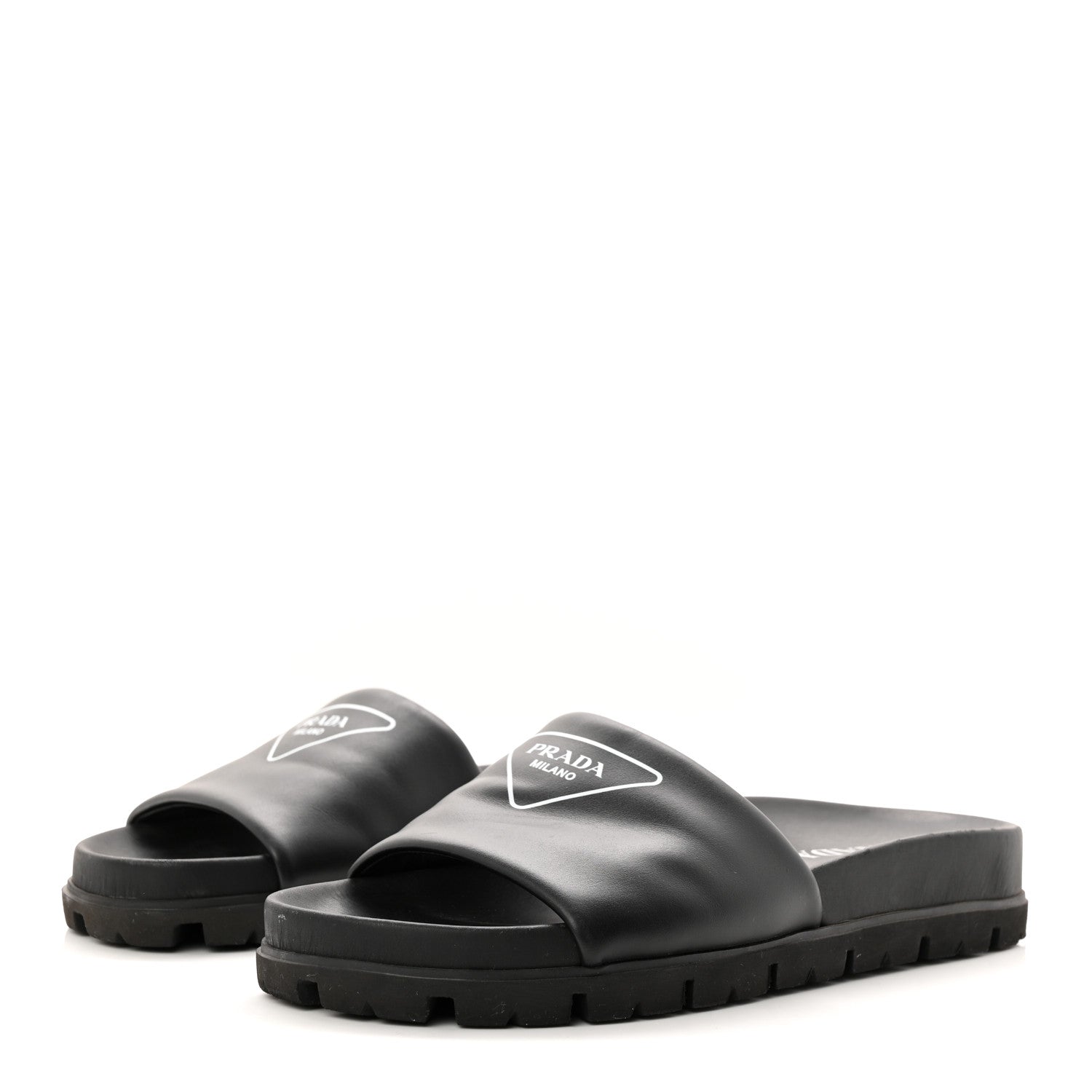 Prada Nappa Womens Lug Sole 20mm Slide Sandals 39 Black 4 of 9