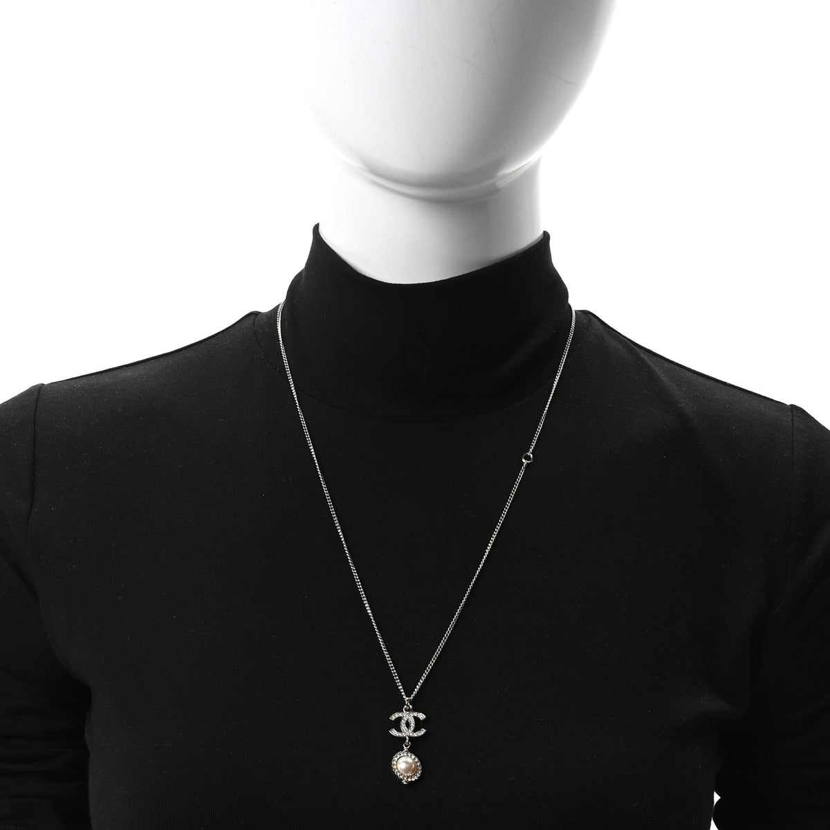 Chanel Crystal Pearl CC Lace Camellia Necklace  Gold 2 of 5