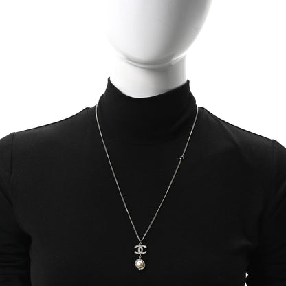 Chanel Crystal Pearl CC Lace Camellia Necklace  Gold 2 of 5