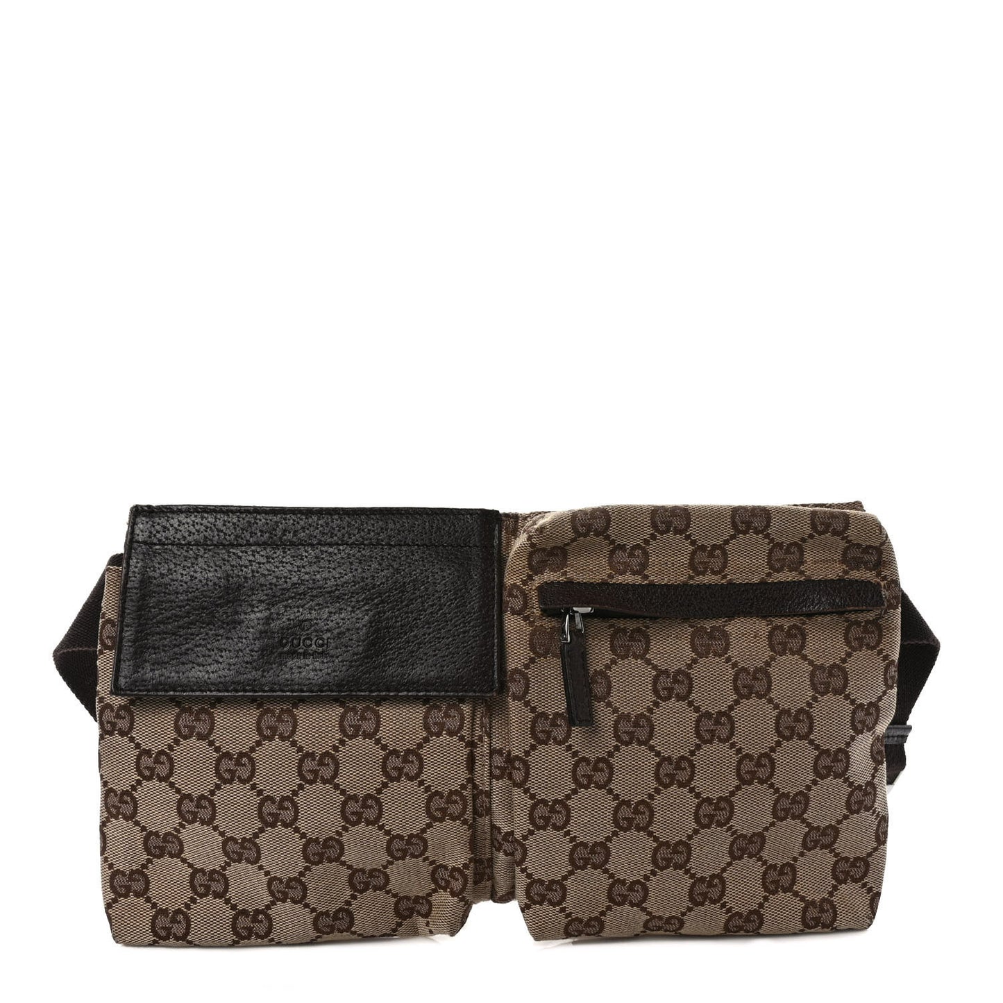 GG Monogram Double Pocket Belt Bag Dark Brown
