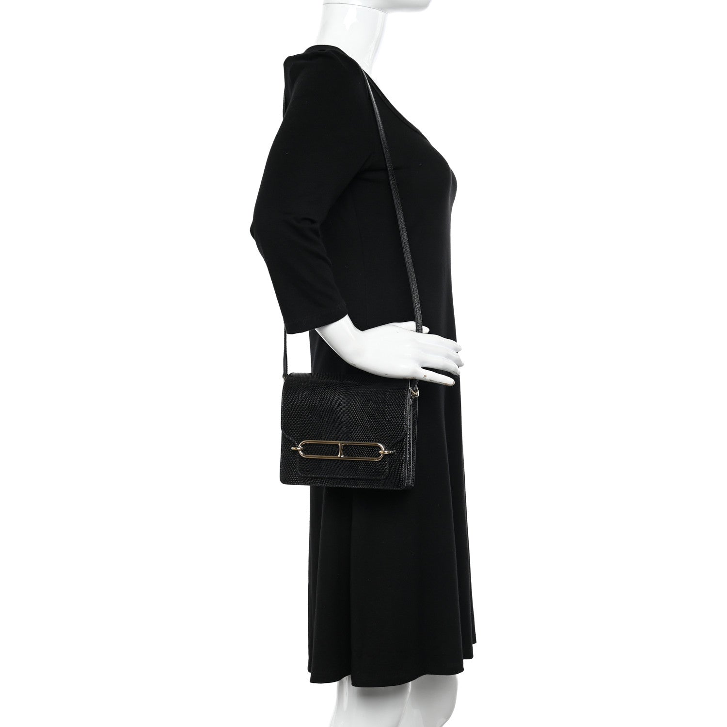 Hermes Lizard Mini Sac Roulis Black 2 of 10