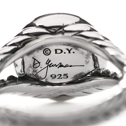 David Yurman Sterling Silver Diamond Pearl 8mm Petite Cerise Ring 53 6.25 5 of 5