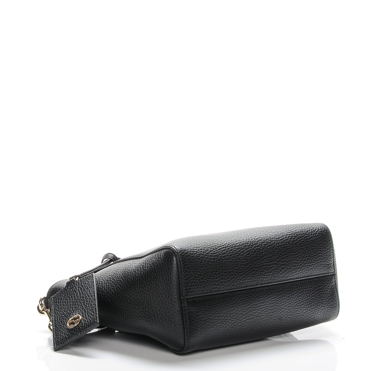 Dollar Calfskin Mini Swing Top Handle Bag Black
