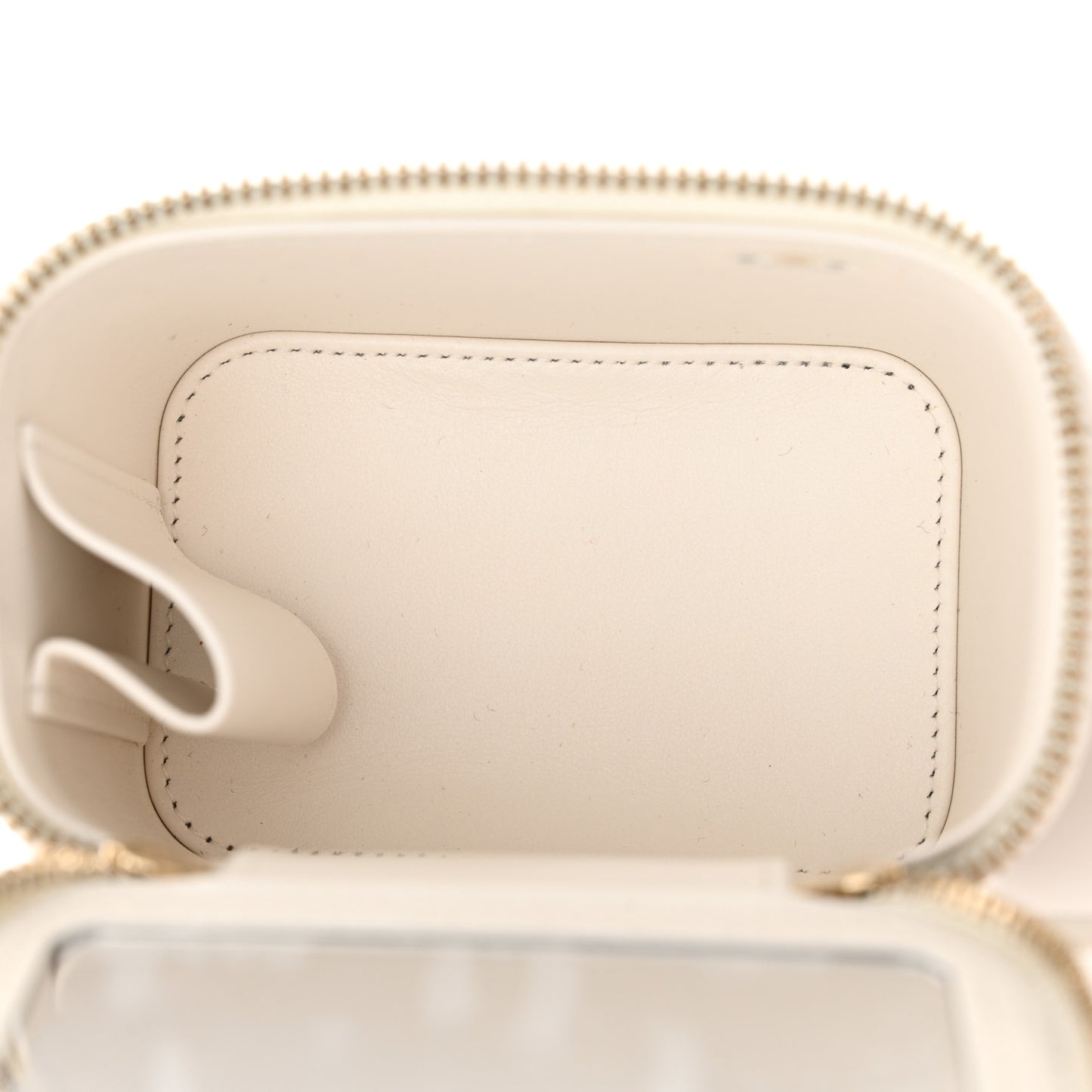 Caviar Quilted Enamel Coco Casino Mini Vanity Case With Chain White