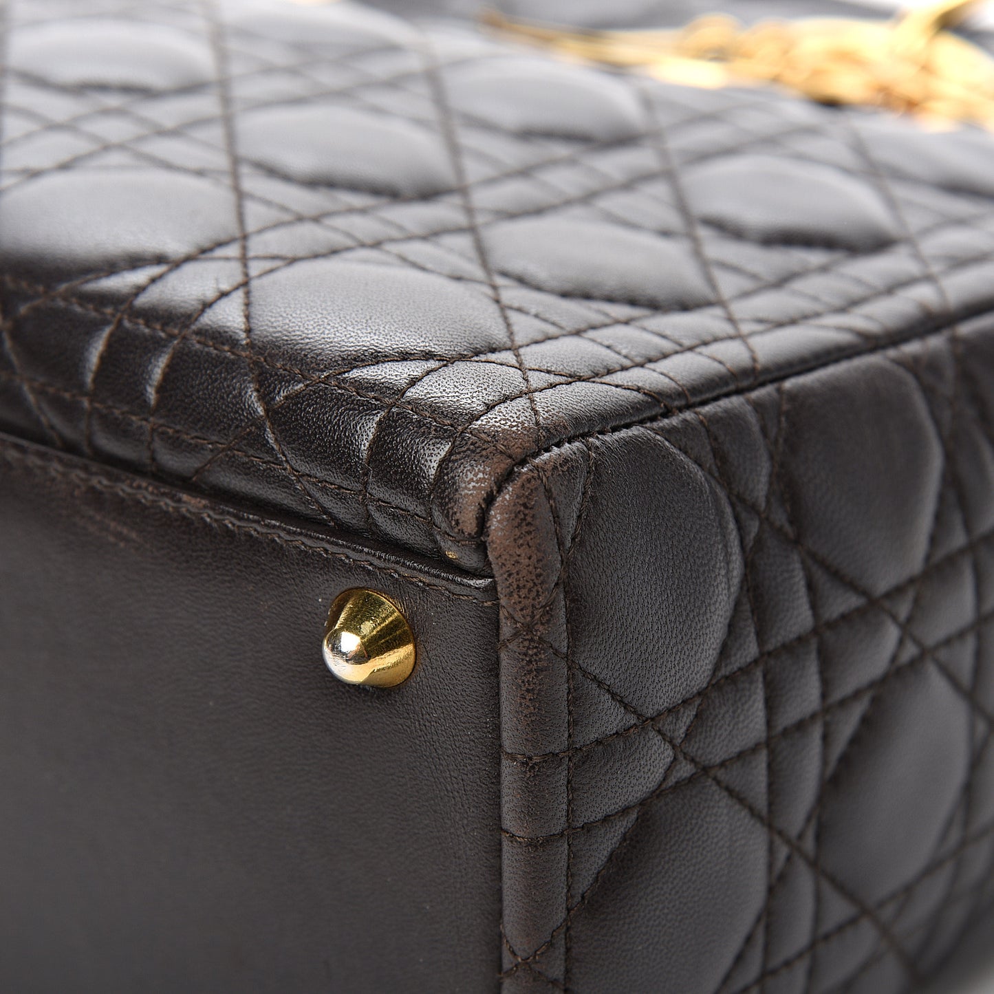 Lambskin Cannage Large Lady Dior Dark Brown
