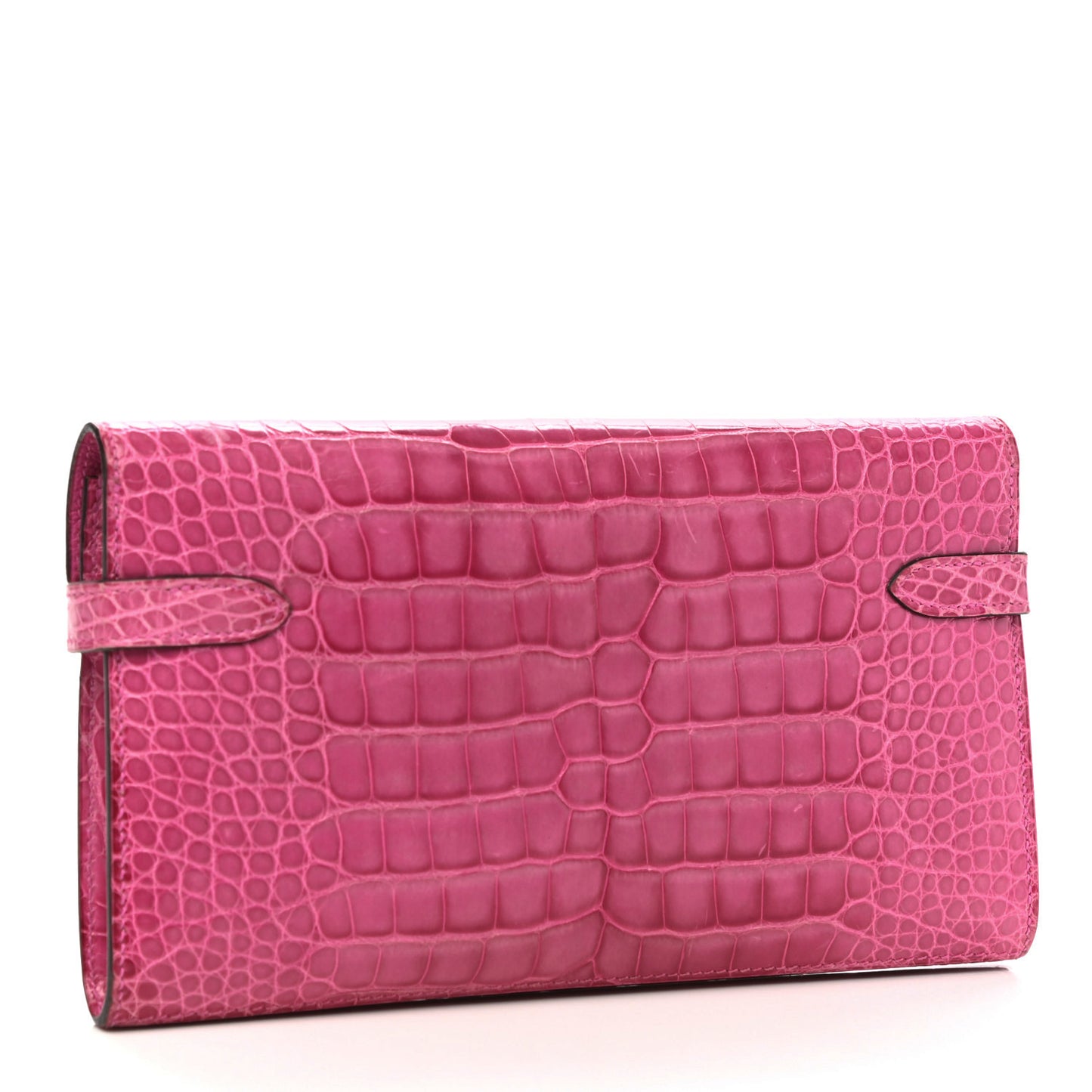 Shiny Alligator Kelly Longue Wallet Fuchsia