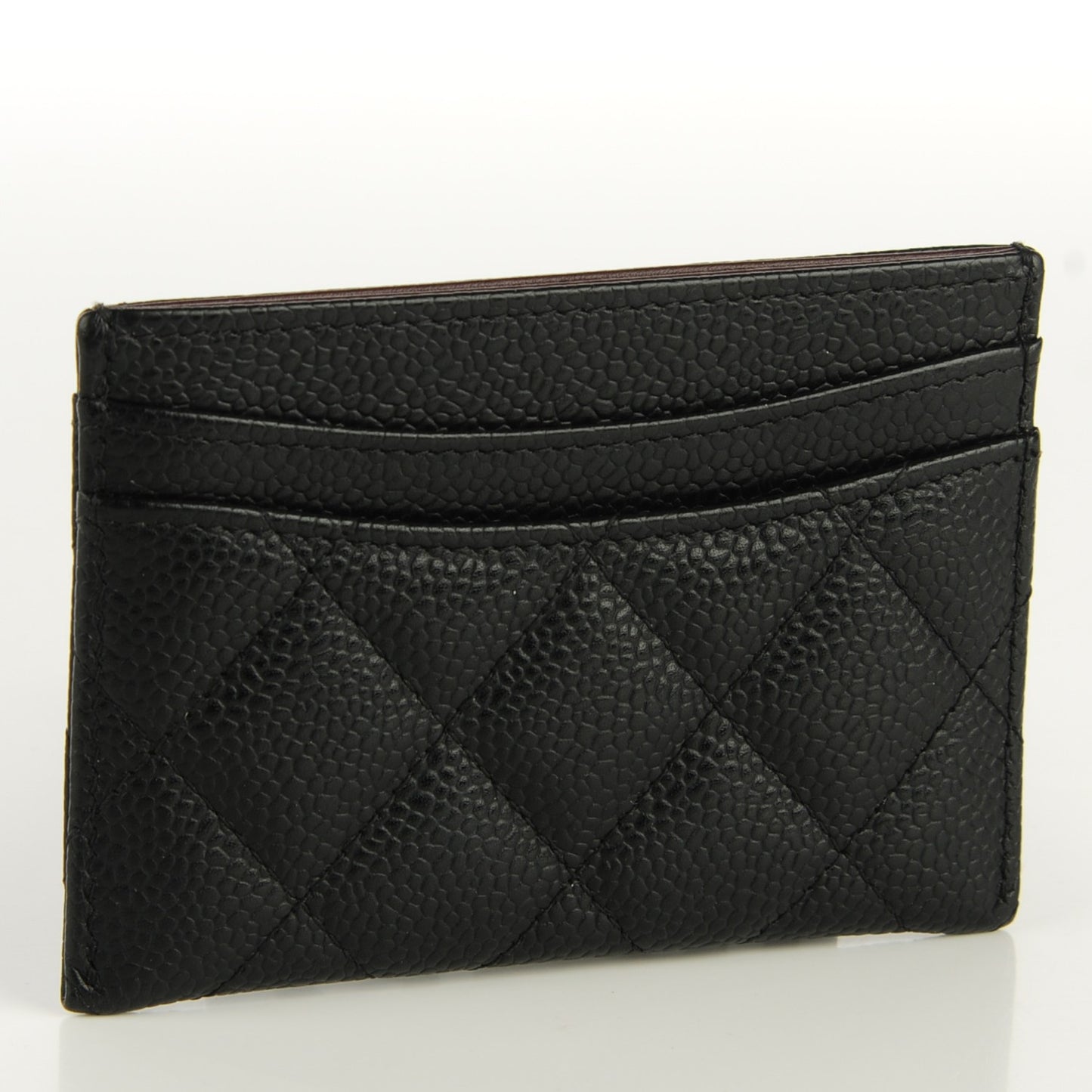 Caviar Quilted Card Holder Black