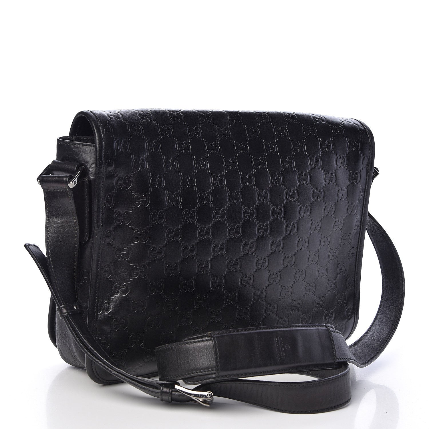 Gucci Guccissima Flap Messenger Bag Black 3 of 10