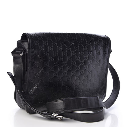 Gucci Guccissima Flap Messenger Bag Black 3 of 10