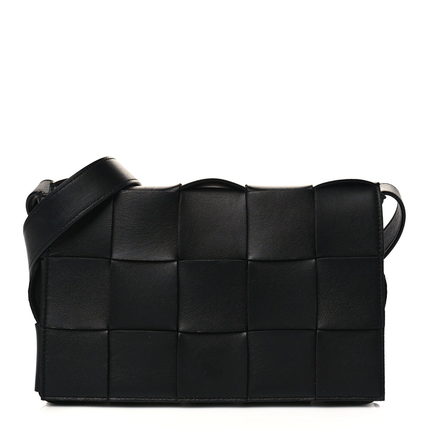 Lambskin Maxi Intrecciato Cassette Crossbody Bag Black