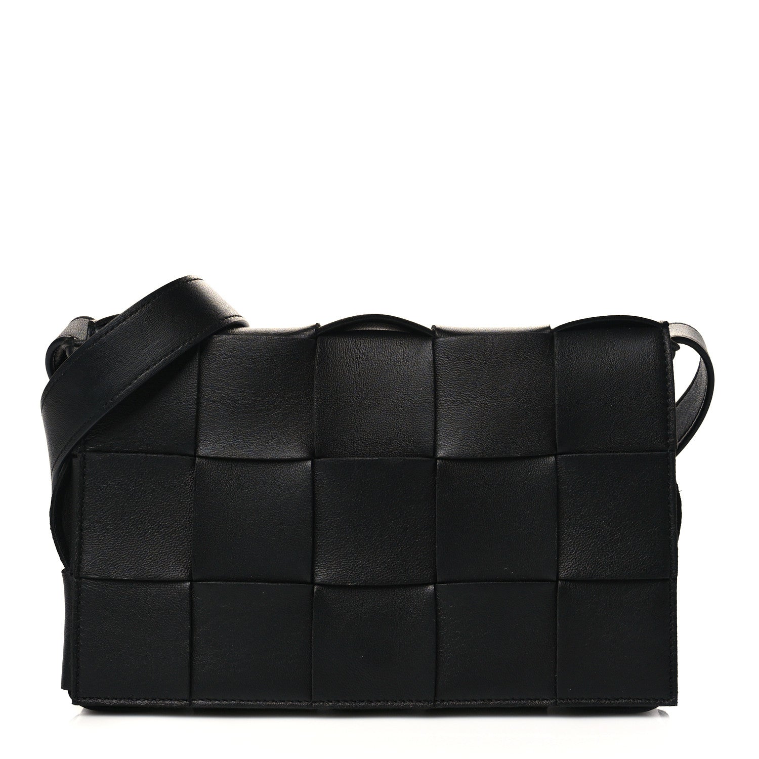 Bottega Veneta Lambskin Maxi Intrecciato Cassette Crossbody Bag Black 1 of 7