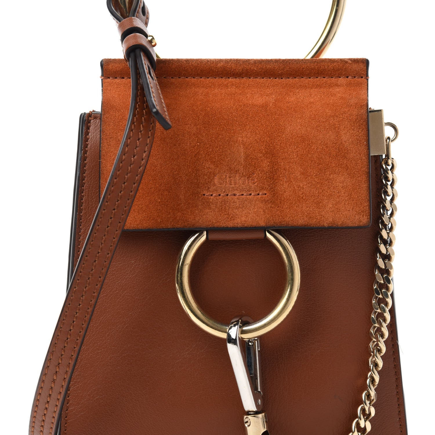 Chloe Suede Calfskin Mini Faye Bracelet Bag Tobacco 11 of 11