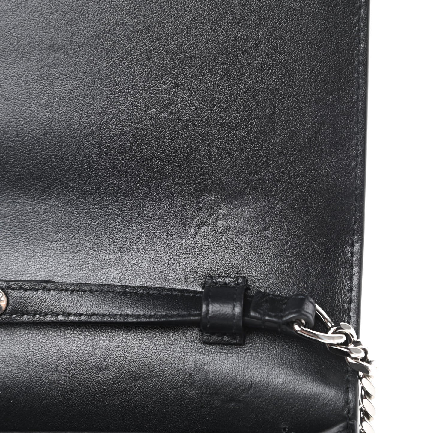 Calfskin Crocodile Embossed Monogram Chain Wallet Black